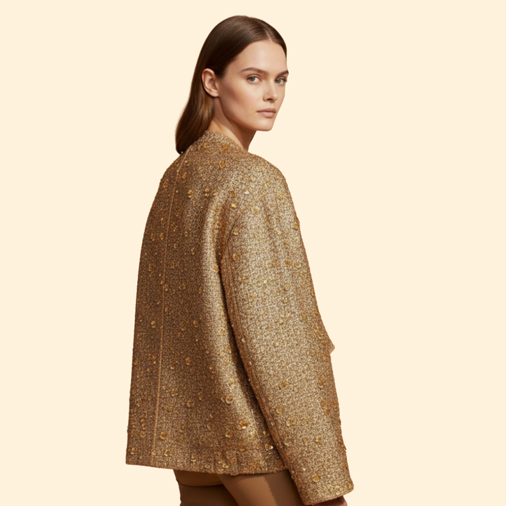 Women’s Bomber Jacket with Textured Tweed Design