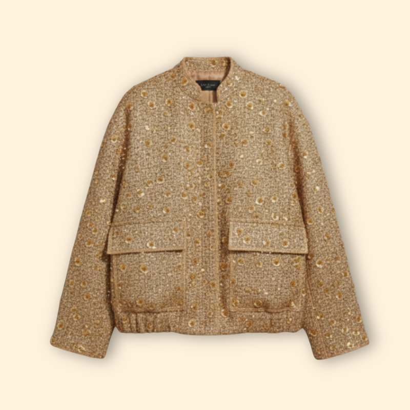 Women’s Bomber Jacket with Textured Tweed Design