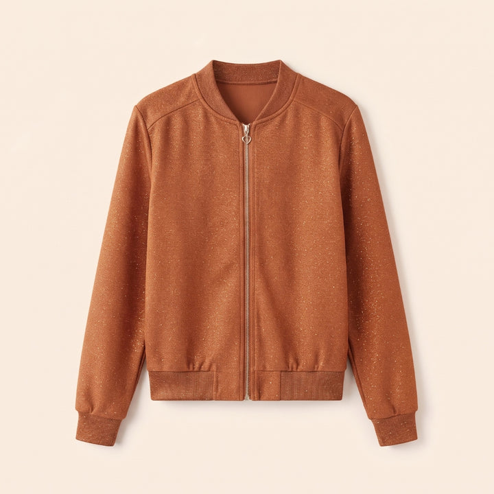 Women’s Bomber Jacket with Zipper Front and Pockets