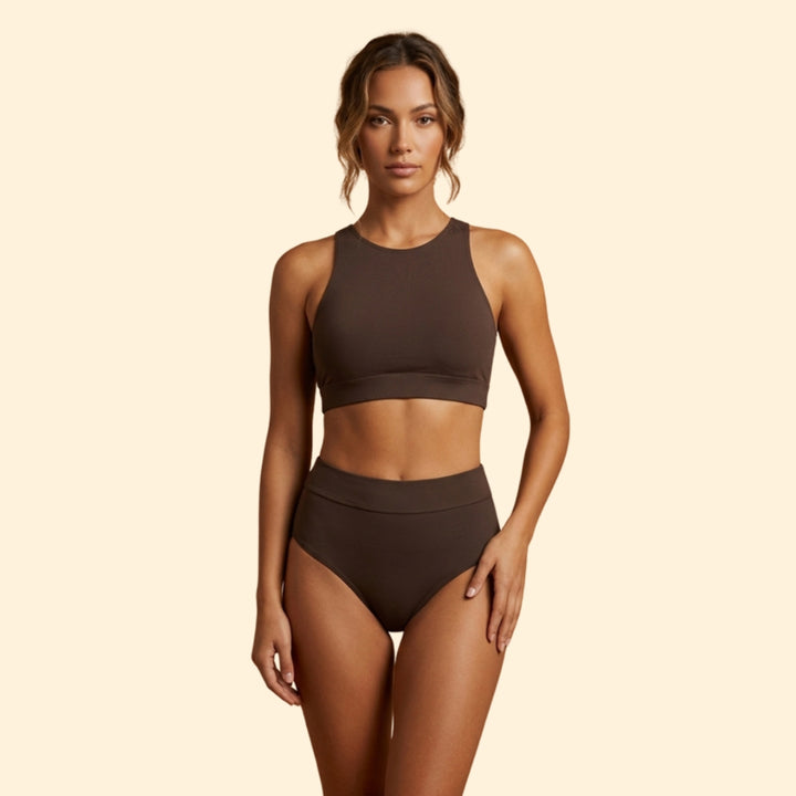 Women’s Bustier Swimwear with Elastic Underbust Band