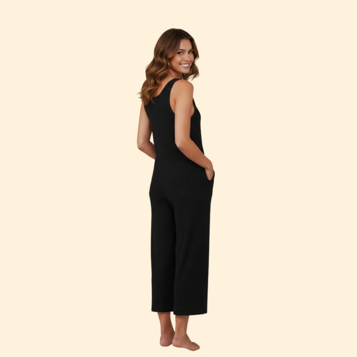 Women’s Sleeveless Jumpsuit with Button Placket