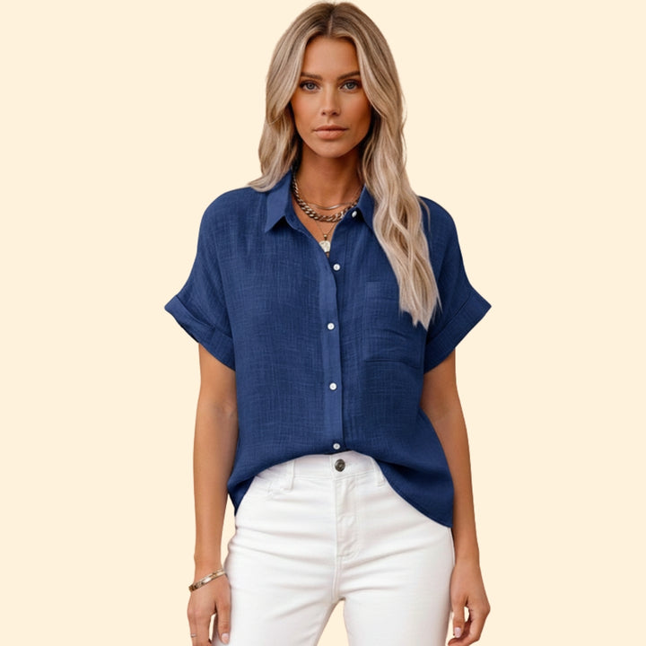 Women’s Button-Down Blouse with Front Pocket