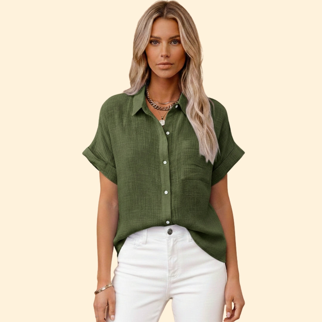 Women’s Button-Down Blouse with Front Pocket