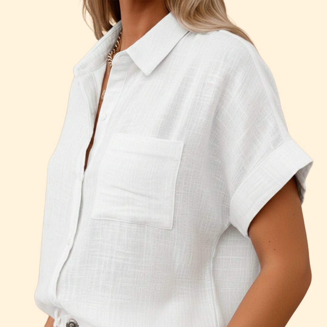 Women’s Button-Down Blouse with Front Pocket