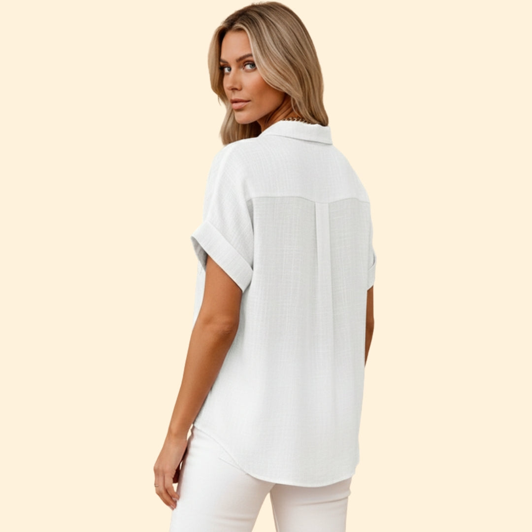 Women’s Button-Down Blouse with Front Pocket