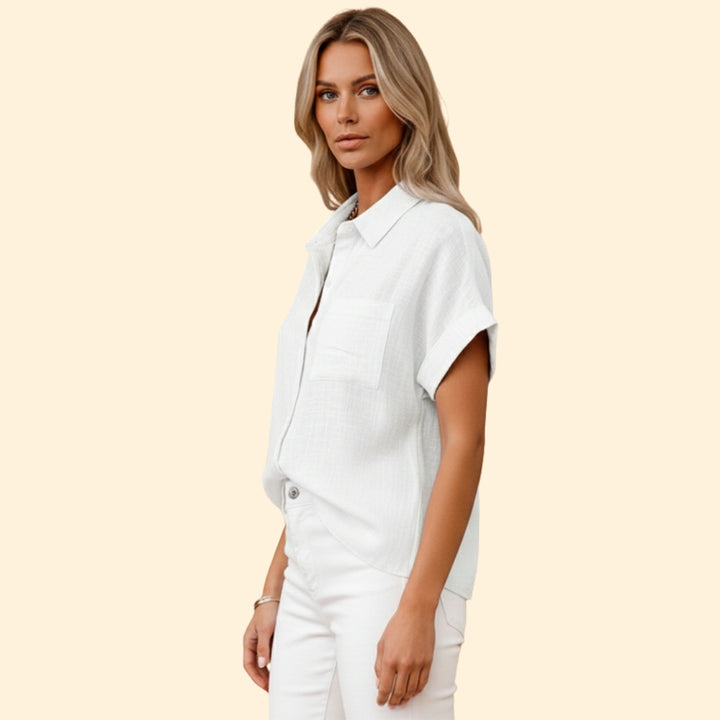 Women’s Button-Down Blouse with Front Pocket
