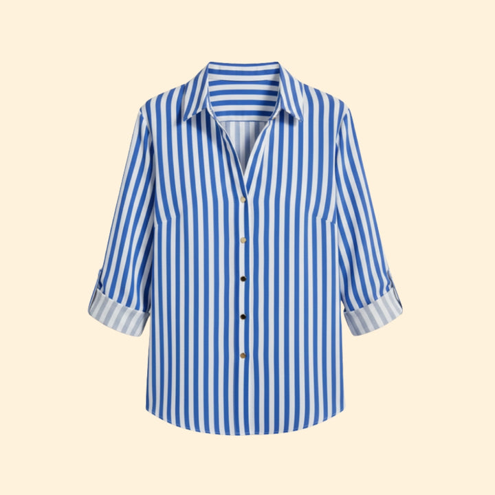 Women's Button-Down Blouse with Vertical Stripes