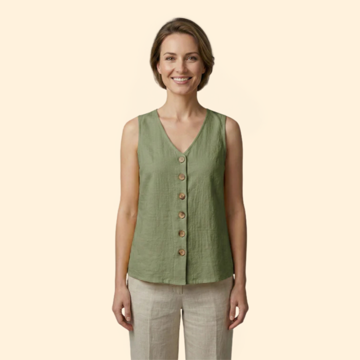 Women’s Sleeveless Blouse with V-Neckline