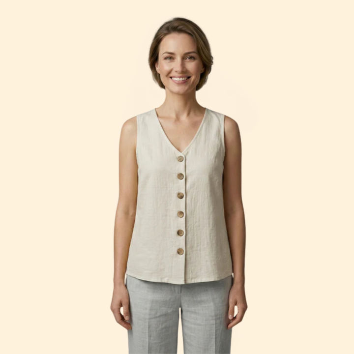 Women’s Sleeveless Blouse with V-Neckline