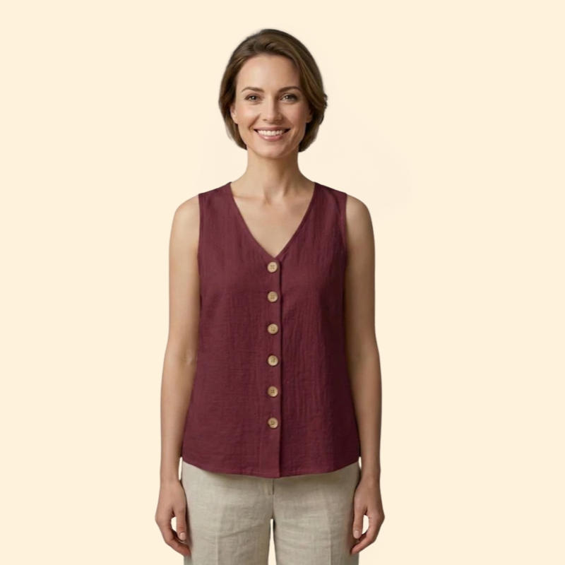 Women’s Sleeveless Blouse with V-Neckline