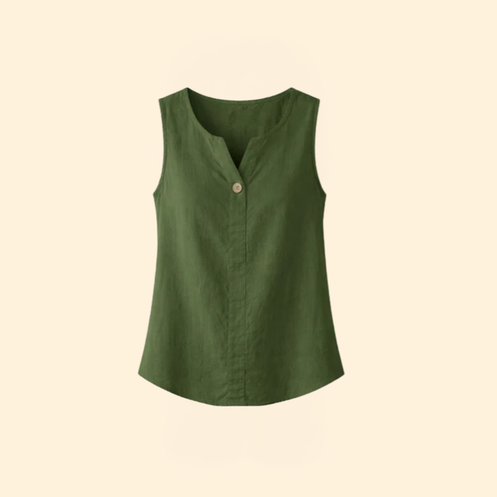 Women’s Sleeveless Blouse with Single Button Detail