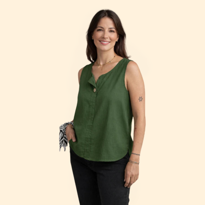 Women’s Sleeveless Blouse with Single Button Detail