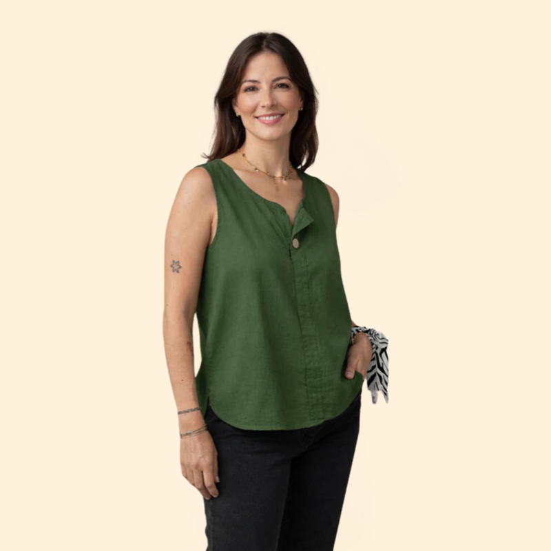 Women’s Sleeveless Blouse with Single Button Detail