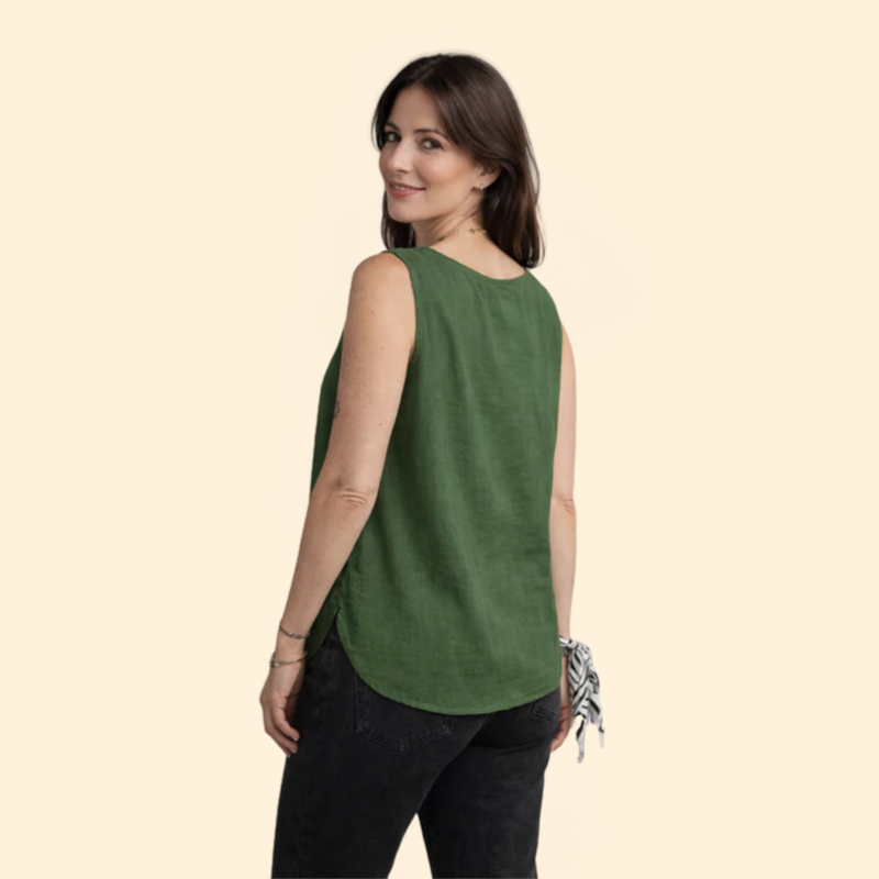 Women’s Sleeveless Blouse with Single Button Detail