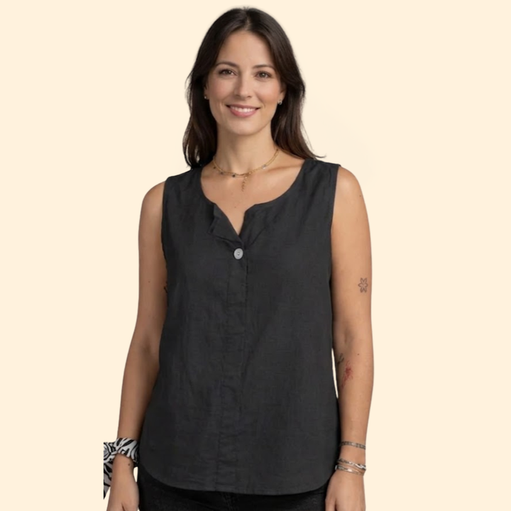 Women’s Sleeveless Blouse with Single Button Detail