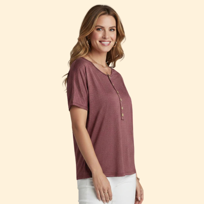 Women’s Button-Front T-Shirt with Short Sleeves
