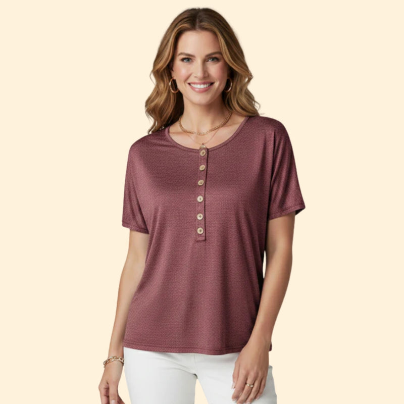Women’s Button-Front T-Shirt with Short Sleeves