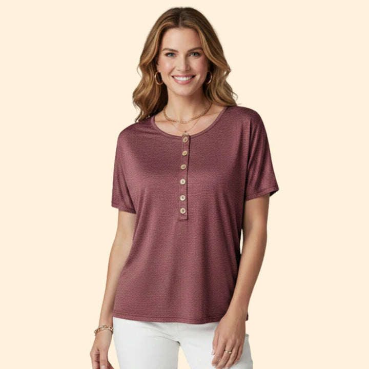 Women’s Button-Front T-Shirt with Short Sleeves