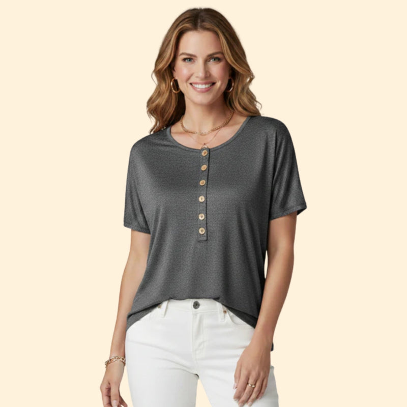 Women’s Button-Front T-Shirt with Short Sleeves
