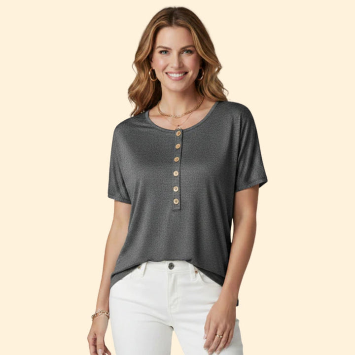 Women’s Button-Front T-Shirt with Short Sleeves