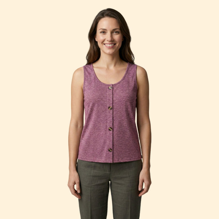 Women’s Button-Front Tank Top with V-Neck