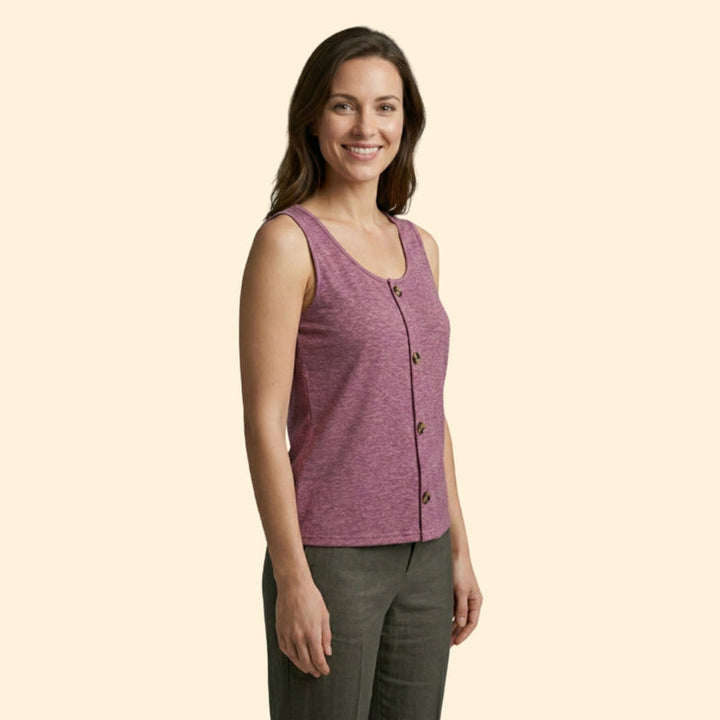 Women’s Button-Front Tank Top with V-Neck