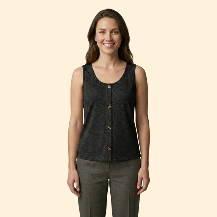 Women’s Button-Front Tank Top with V-Neck
