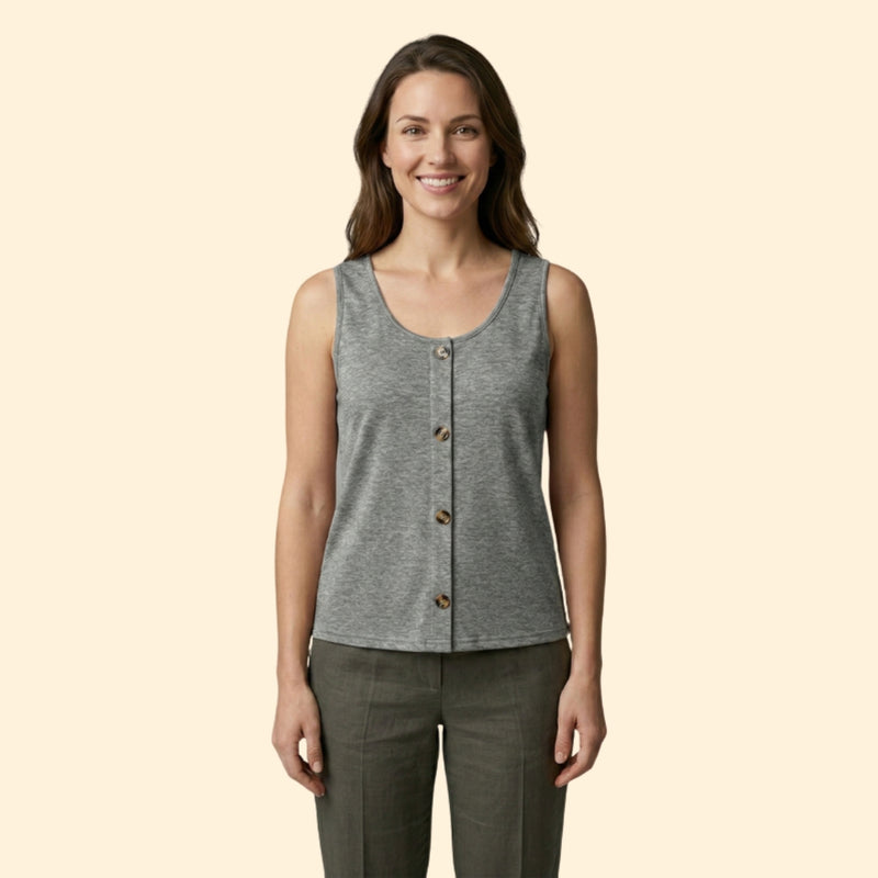 Women’s Button-Front Tank Top with V-Neck
