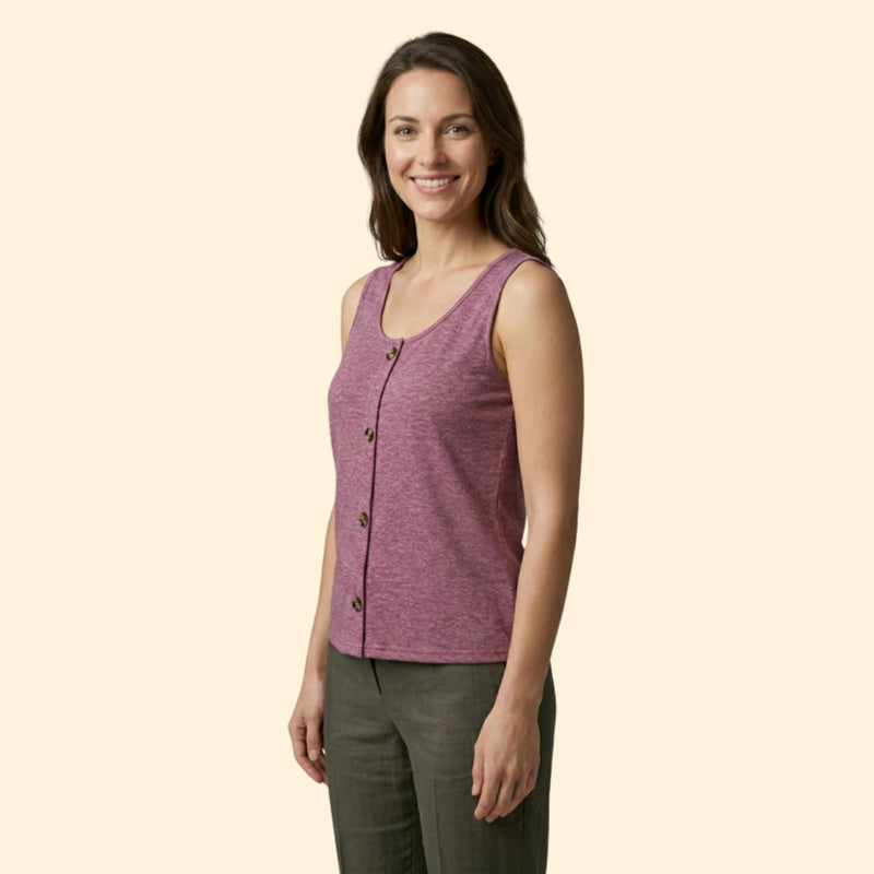 Women’s Button-Front Tank Top with V-Neck