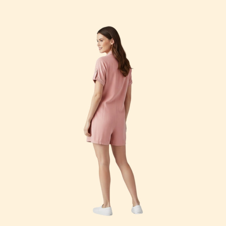 Women’s Short Sleeve Jumpsuit with Collar