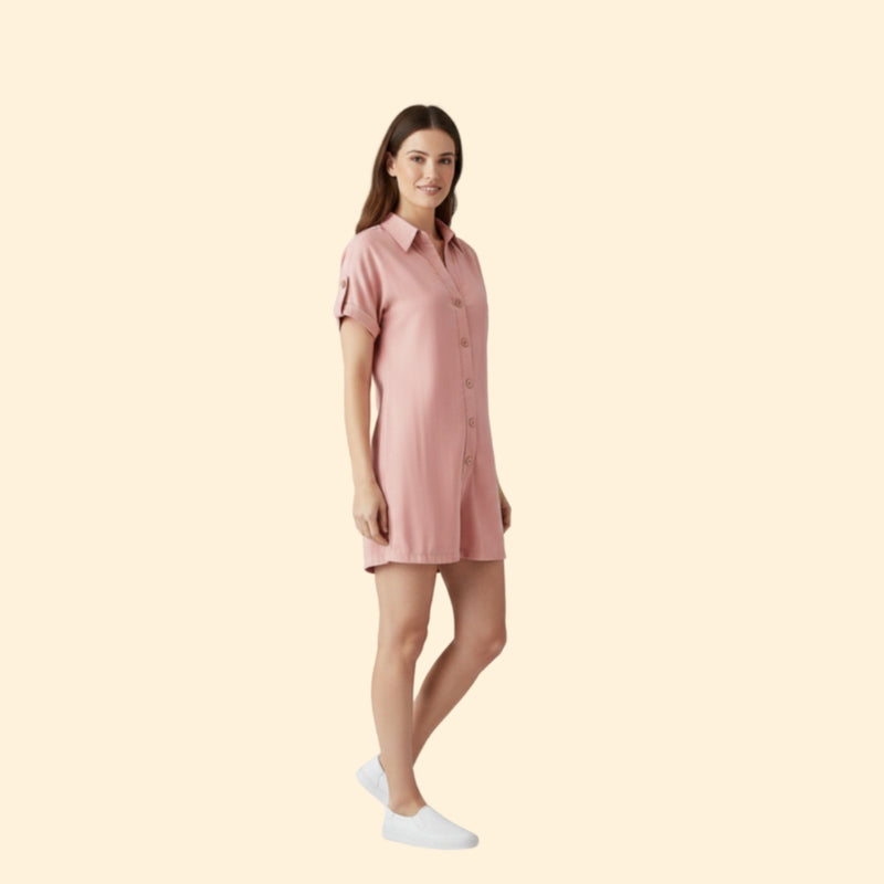 Women’s Short Sleeve Jumpsuit with Collar