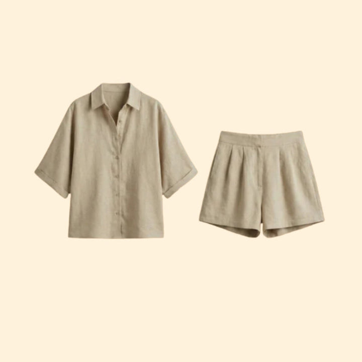 Women’s Button-Up Shirt and Shorts Set