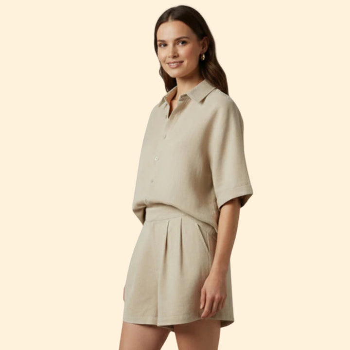 Women’s Button-Up Shirt and Shorts Set