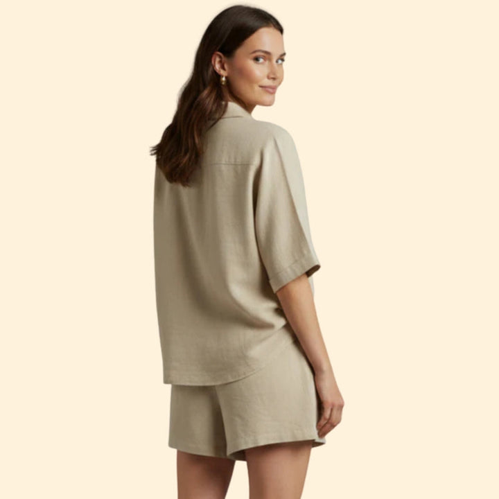 Women’s Button-Up Shirt and Shorts Set