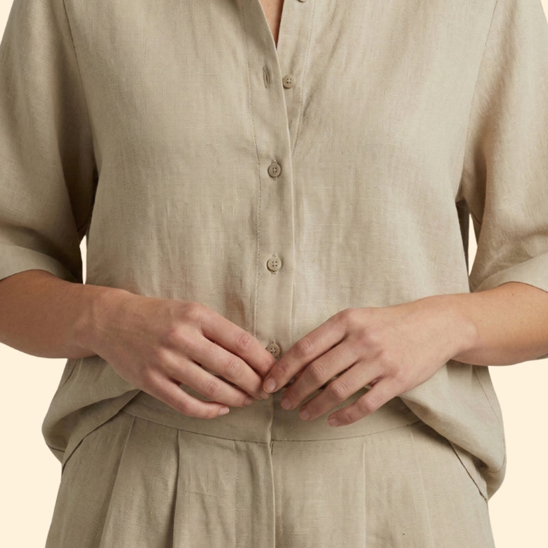 Women’s Button-Up Shirt and Shorts Set
