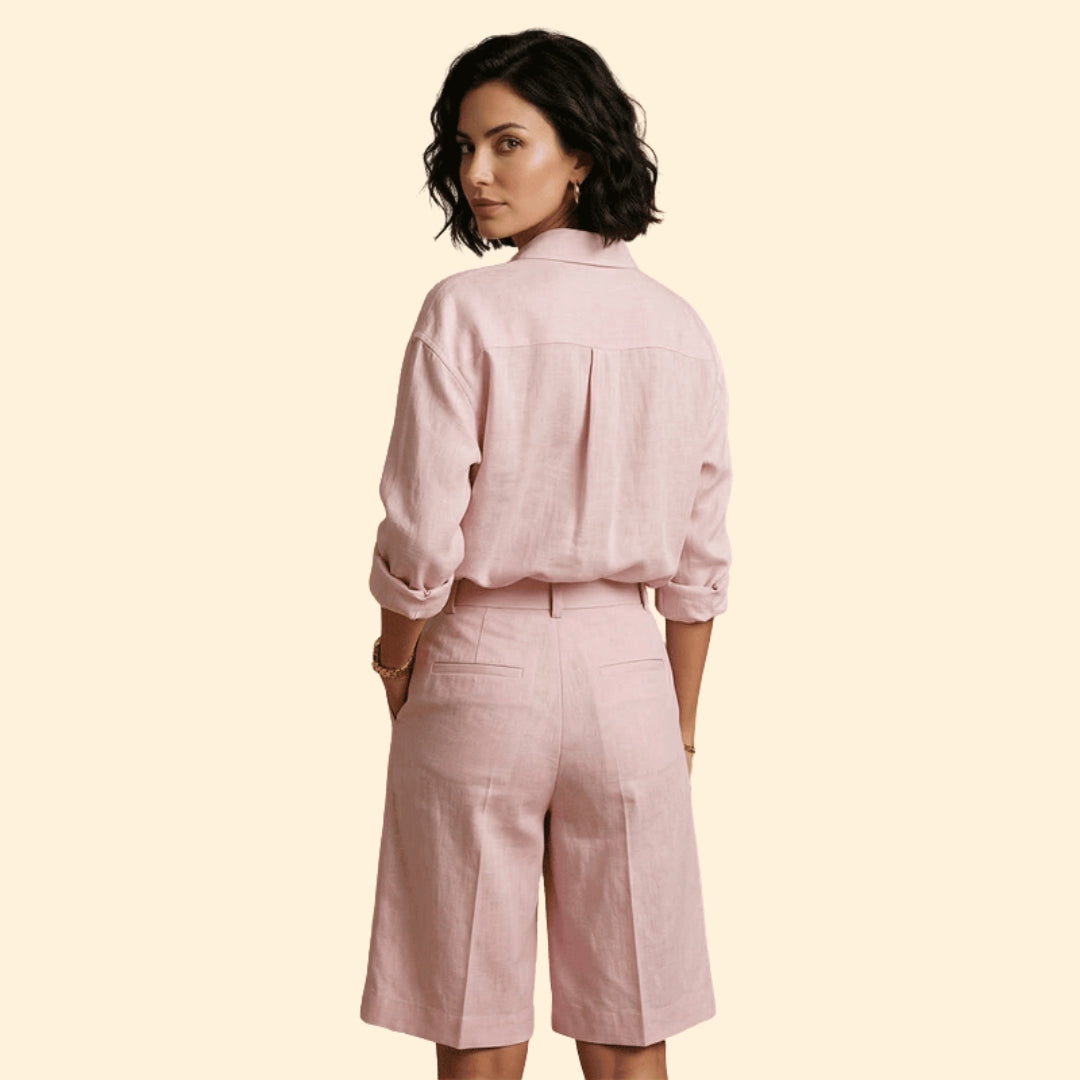 Women’s Button-Up Shirt with Loose Tailored Pants