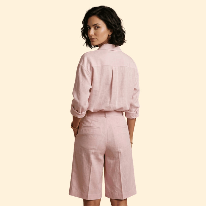 Women’s Button-Up Shirt with Loose Tailored Pants
