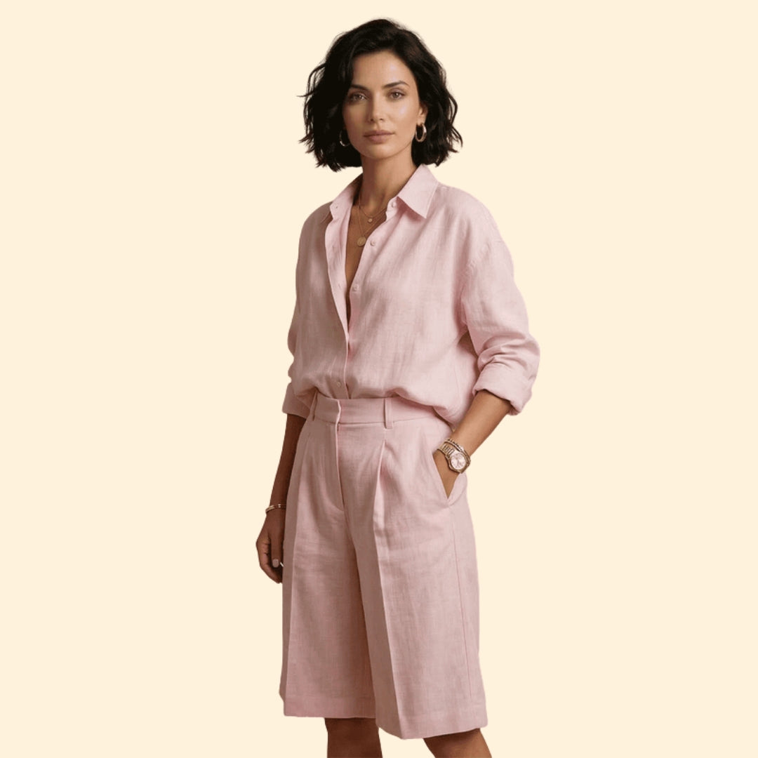 Women’s Button-Up Shirt with Loose Tailored Pants