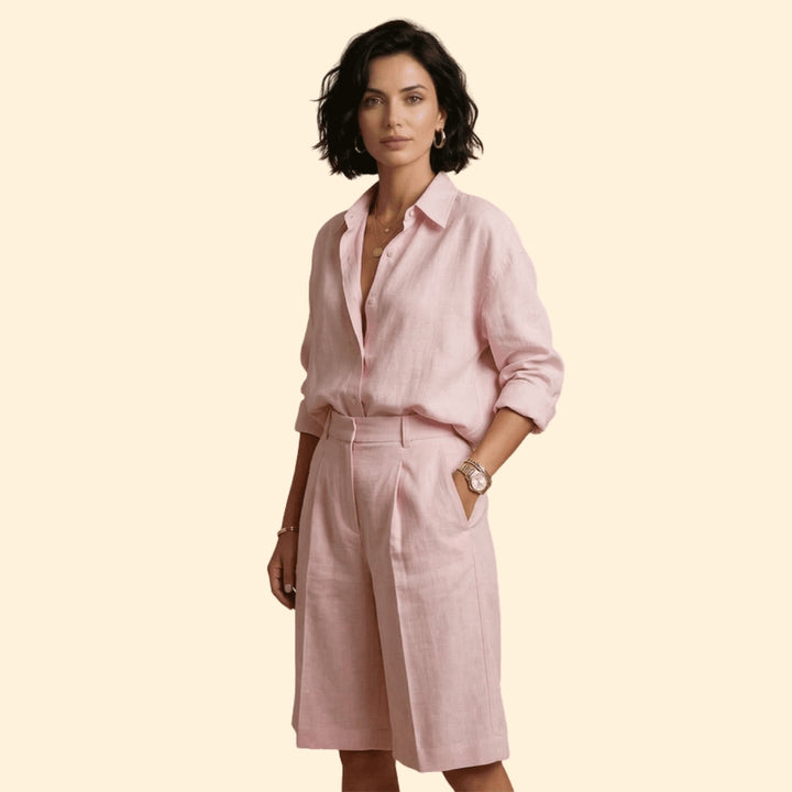 Women’s Button-Up Shirt with Loose Tailored Pants