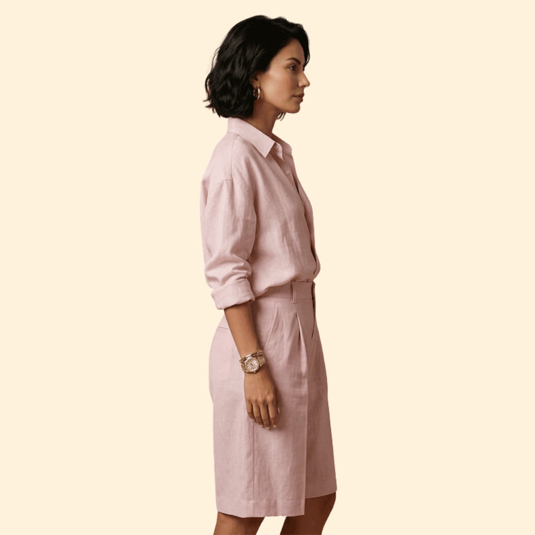 Women’s Button-Up Shirt with Loose Tailored Pants
