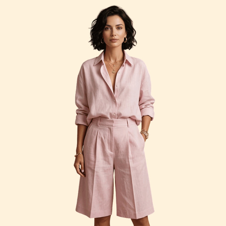 Women’s Button-Up Shirt with Loose Tailored Pants
