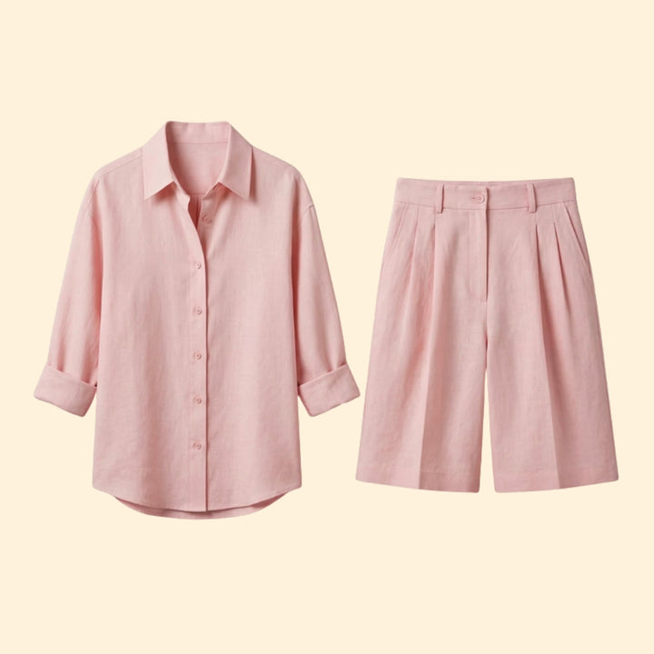 Women’s Button-Up Shirt with Loose Tailored Pants