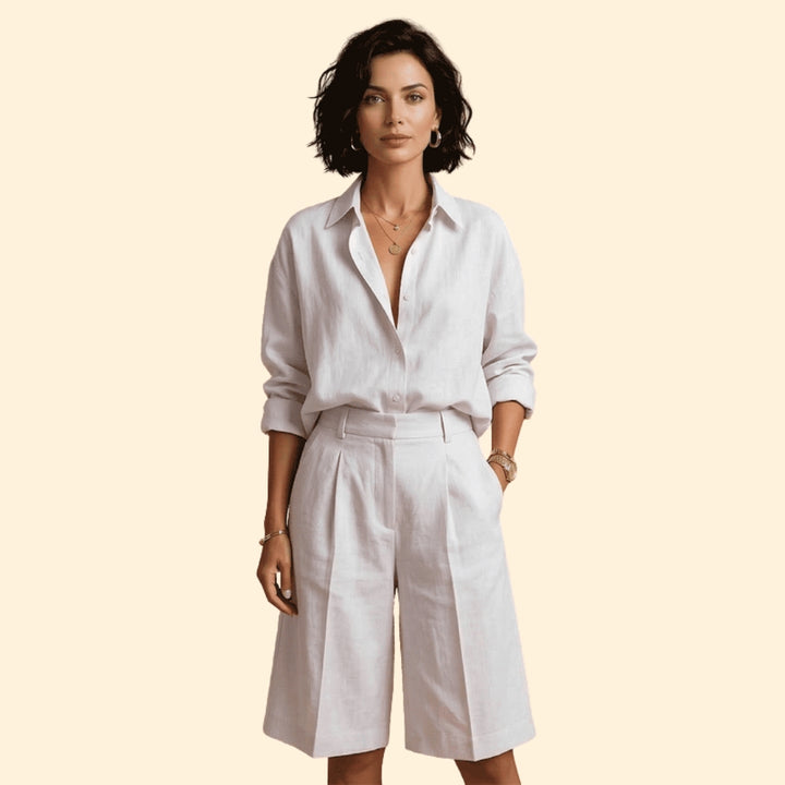 Women’s Button-Up Shirt with Loose Tailored Pants