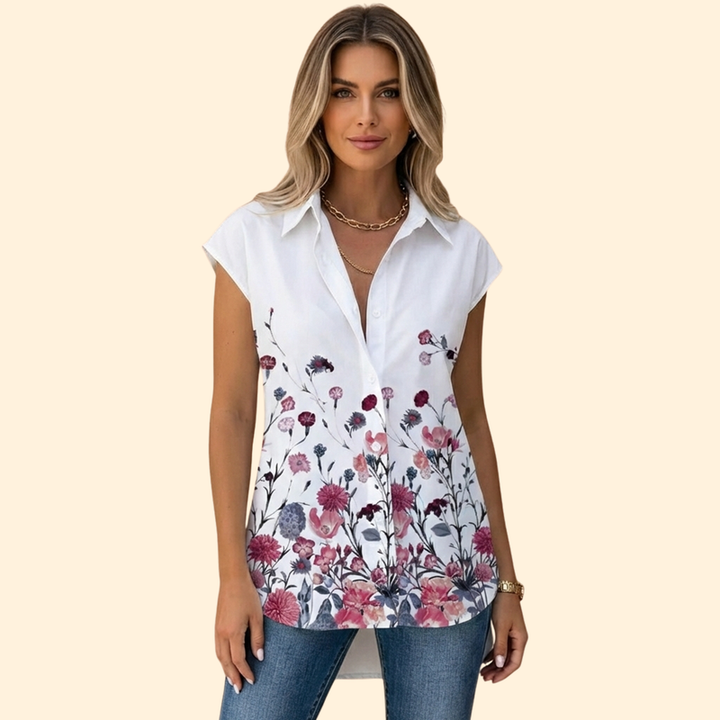 Women’s Button-Up Top with Butterfly Print