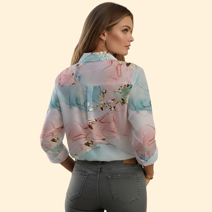 Women’s Button-up Blouse with Floral Pattern