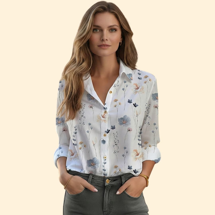 Women’s Button-up Blouse with Floral Pattern