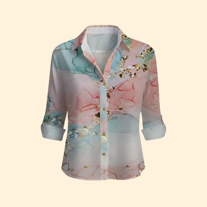 Women’s Button-up Blouse with Floral Pattern