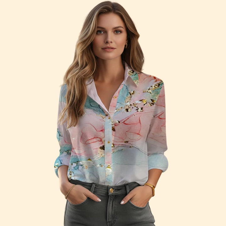 Women’s Button-up Blouse with Floral Pattern