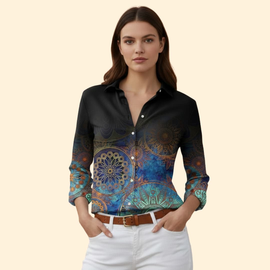 Women’s Button-up Blouse with Floral Print