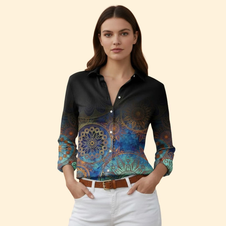 Women’s Button-up Blouse with Floral Print